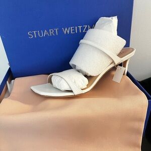 Stuart Weitzman White Heels with Slim Elegant Design